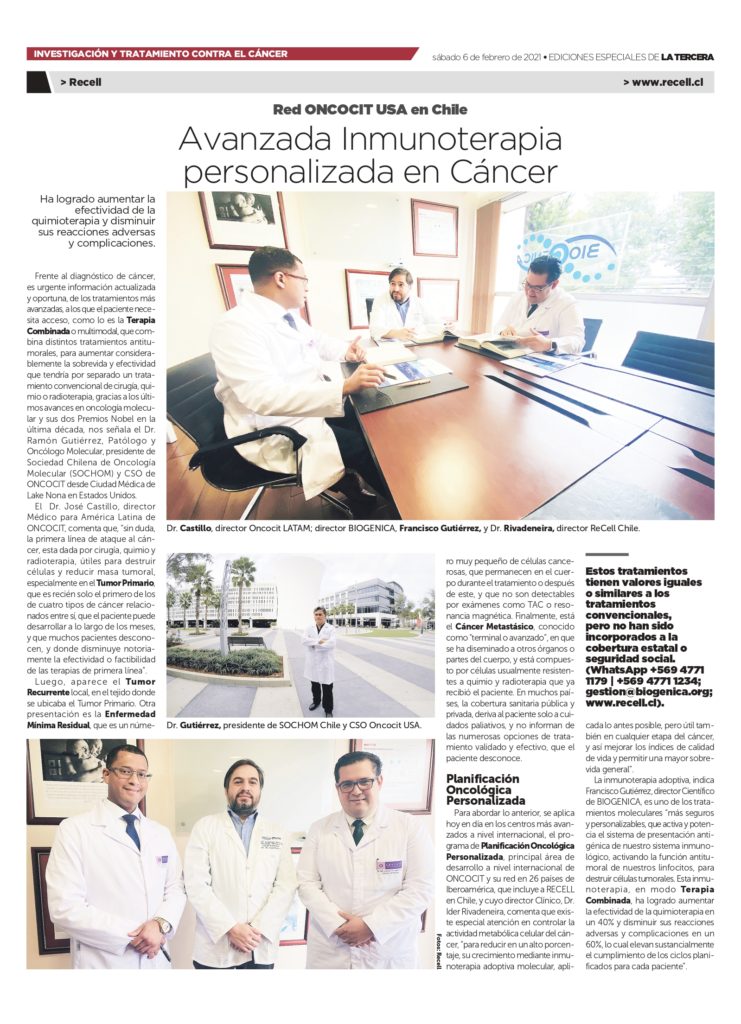 Prensa Avanzada Inmunoterapia Personalizada En Cáncer Latam Recell